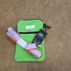 Scout Green Crossbody Bag with Multicolor Strap